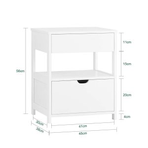SoBuy FRG258-II-W, Bedside Table Nightstand Side Table End Table Lamp Table with 2 Drawers, White