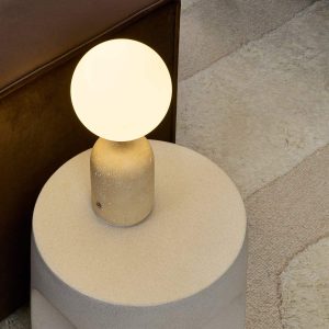 Kai Concrete with Opal Glass Rechargeable Wireless Table Lamp - Natural