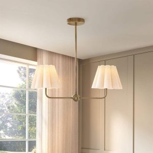 Trinity Pleated 2 Light Chandelier - Gold