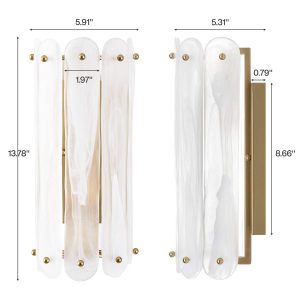 2-Light Modern Wall Sconce, 13.78" Wall Light Fixture with Glass Shade