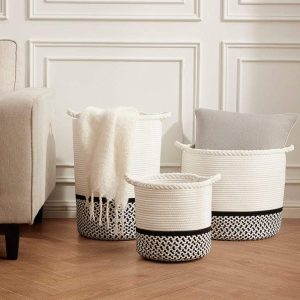 Plait Rope Storage Basket - Off White/Black