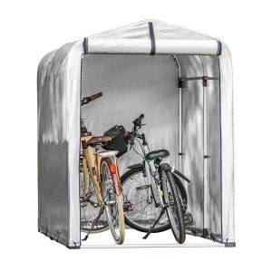 SoBuy KLS11, Bike Storage Outdoor, Waterproof Bicycle Shelter, Outdoor Bike Storage Shed, Motorbike Storage Tent, Garden Shed for Bikes, Motorcycles, and Tools, Silver, 120x176x163cm