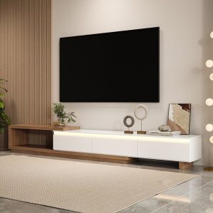 Quoint 180 - 255 cm Extendable TV Stand with 3 Drawers & Light