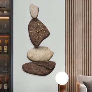 80 cm Large Stone Shape Japandi Wall Clock Unique Irregular Home Decor Art Living Room
