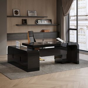 Chicent Modern Black L-shaped Executive Desk with Ample Storage Right Hand (180 cm)