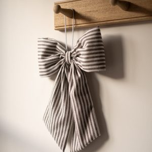 Brown & White Striped Hanging Bow
