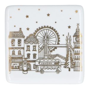 Gisela Graham Gold London Scene Porcelain Coaster