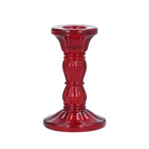 Red Glass Moulded Candlestick