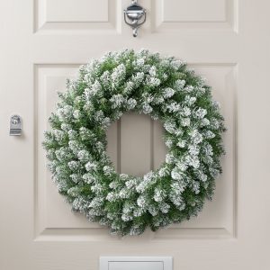 Snow-Flocked Artificial Christmas Wreath