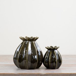 GREEN CERAMIC POPPY VASE SMALL