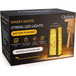 Battery-Powered LED Christmas Lights with Clear Cable