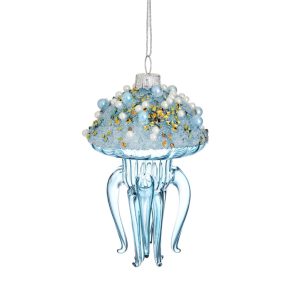 Blue Glass Jellyfish Bauble Decoration