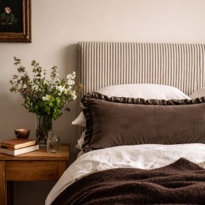 Ruffle Cushion in Brown Velvet - Bolster
