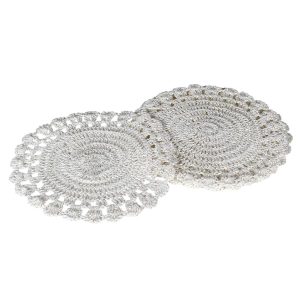 Set of 4 White Crochet Placemats