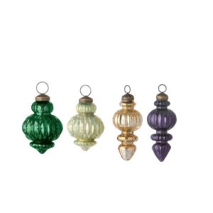 Gala Glass Ornaments, Peacock Collection (7–8cm, Set of 4)