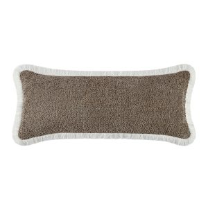 Kyra Mink Bouclé White Fringed Lumbar Cushion