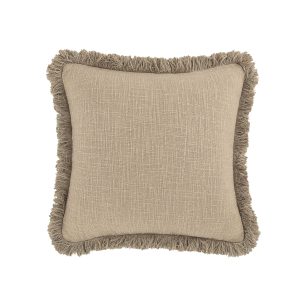 Kyra Oatmeal Linen Fringed Cushion