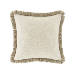 Kyra Floral Printed Linen Fringed Cushion