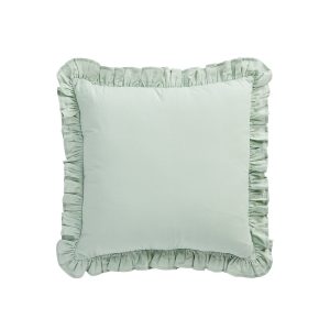 Lucinda Seafoam Green Ruffle Linen Blend Cushion