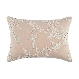Lula Pink Blossom Embroidered Rectangular Cushion
