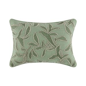 Willow Sage Green Botanic Haven Embroidered Rectangular Cushion