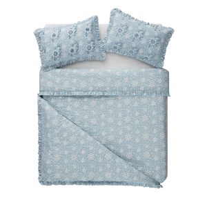 Jaipur Serenity Sky Blue Ruffle 210 Thread Count Cotton Percale Duvet Set