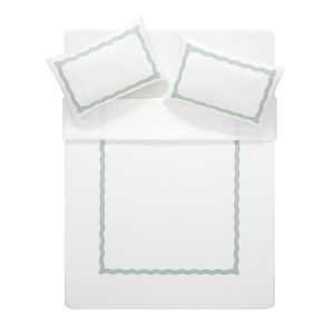 Lucinda Seafoam Green Wave 300 Thread Count Cotton Percale Duvet Set