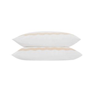 Lucinda Peach Melba Wave 300 Thread Count Cotton Percale Regular Pillowcases - Pair