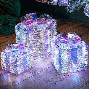Iridescent Christmas Present Lights – Set of 3
