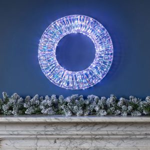 Iridescent White LED Christmas Wreath