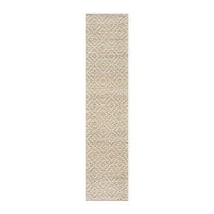 Veneta Natural & Ivory White Diamond Handwoven Wool & Jute Runner