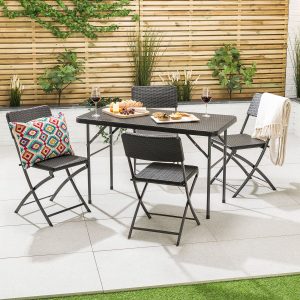 4ft Rattan Effect 4 Seater Dining Set