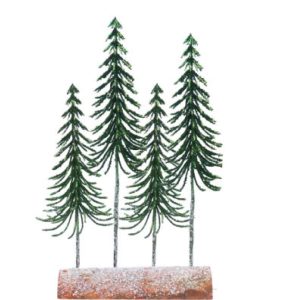Gisela Graham Green Slim Quadruple Tree on Log Ornament 35cm