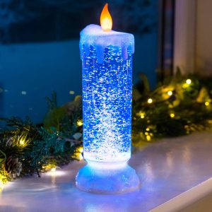 Swirling Glitter LED Christmas Candle