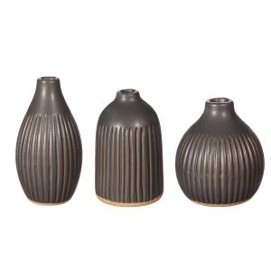 GROOVED BUD VASE BLACK
