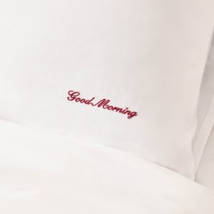 Pair of 200 Thread Count Slogan Embroidered Pillowcases - White