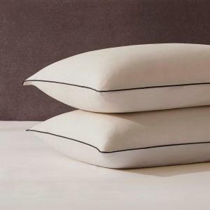 Pair Of Cambridge Pillowcases - 200 Thread Count - Cotton - Natural/Black