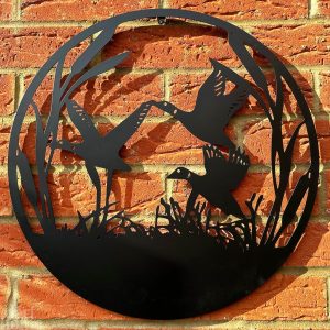 Three Flying Ducks Silhouette Garden Wall Art