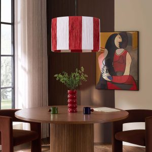 Abi Raffia Stripe Ceiling Shade - Red