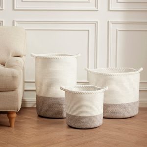 Plait Rope Storage Basket - Off White/Natural