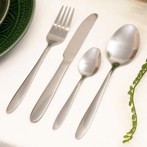 24 Piece Silver Stainless Steel Cutlery Set