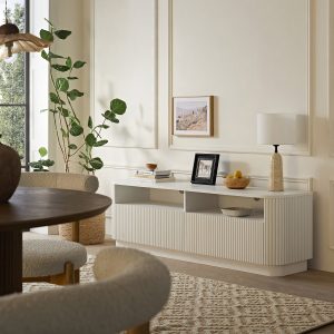 Maru 162cm TV Unit with Drawers, Washed White