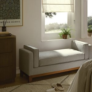 Dipley Sage Woven Fabric Upholstered Bench