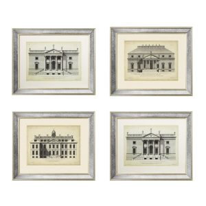 Set of Four Vintage Facade Architectural Prints