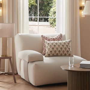 Carlyle Beige Cotton Blend Modular Sofa, Side Seat