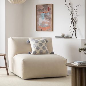 Carlyle Beige Cotton Blend Modular Sofa, Armless Seat