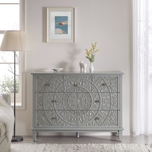 Chantilly Mid Grey Carved 3 over 4 Drawer Chest