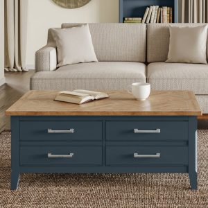 Signature Blue Coffee Table With Drawers & Flip Lid